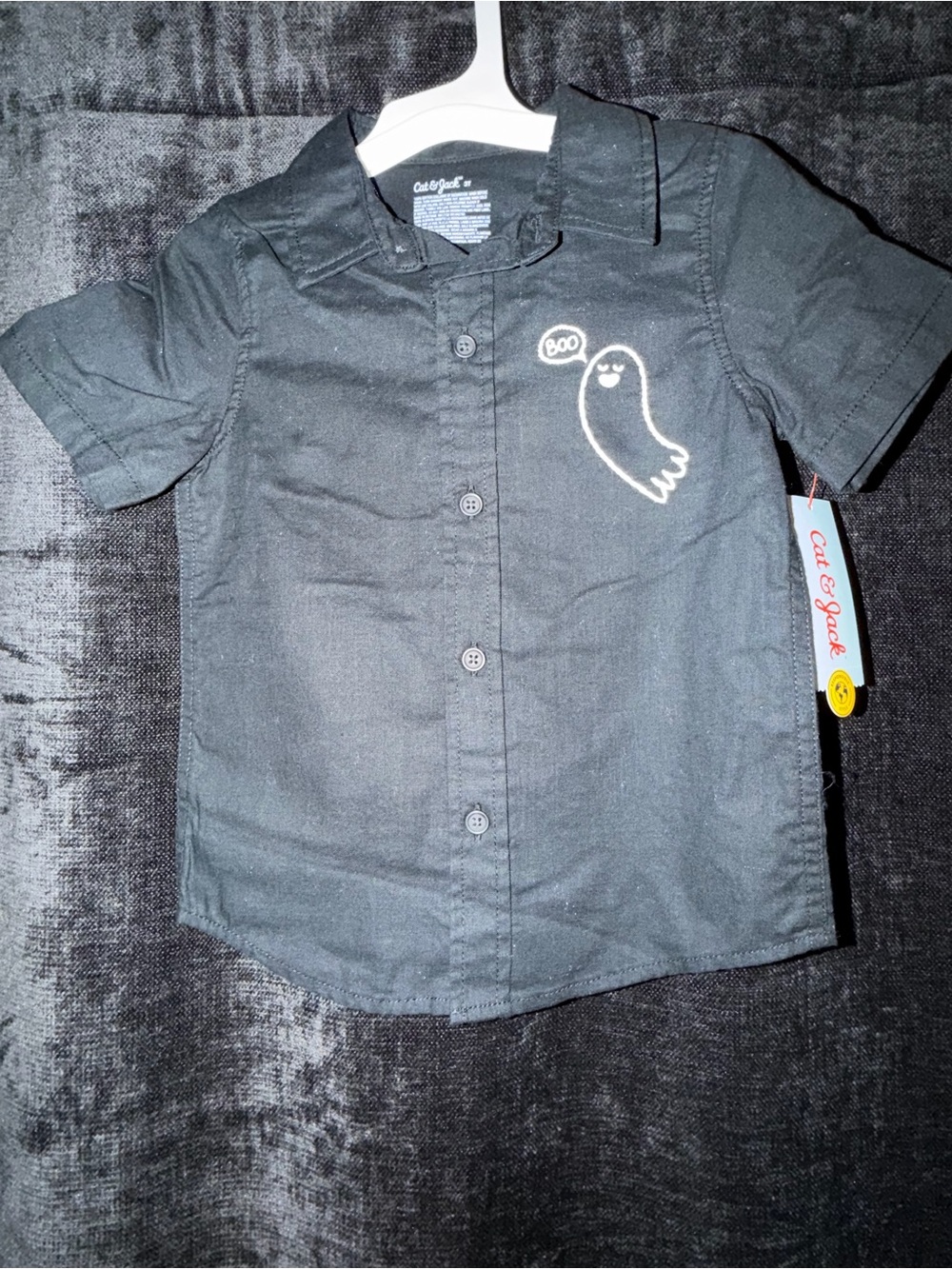 Cat & Jack black button down 3T Halloween ghost shirt toddler boys